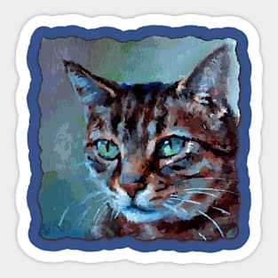 Cute Impressionism Tabby Cat Sticker